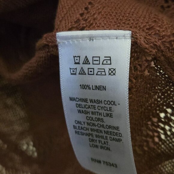 Nanette Lepore NWT Linen Lightweight Brown Open Front Cardigan Sweater Size XL - Picture 8 of 8
